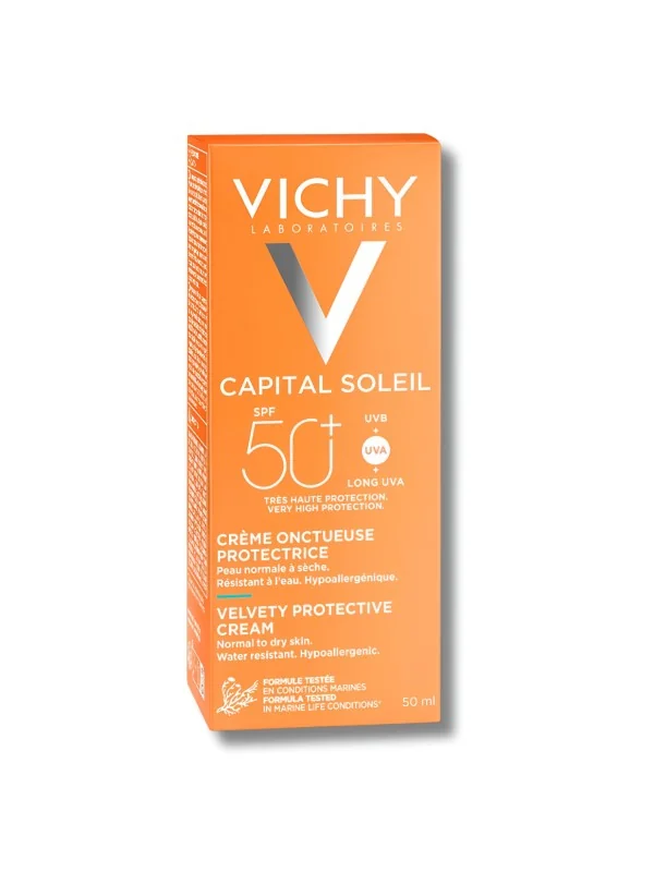 VICHY CAPITAL SOLEIL - CRÈME ONCTUEUSE PERFECTRICE PEAUX NORMALES A SECHES SPF50+