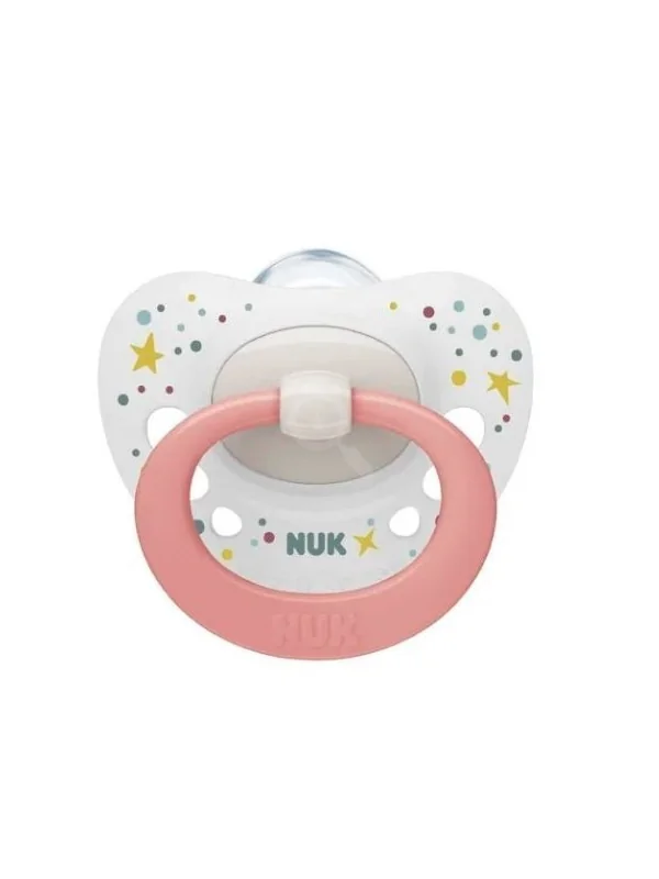 Nuk sucette en silicone signature 0-6 mois étoile rose