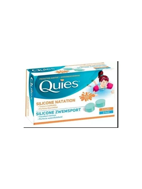 QUIES Protection Auditive Silicone - Spécial Natation ENFANT - Bte/3 Pairespara