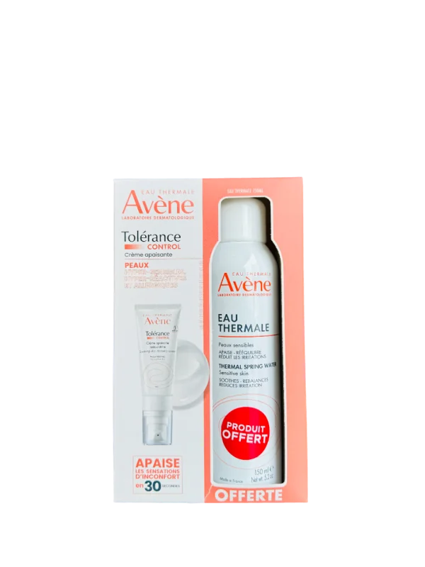 AVENE - COFFRET TOLERANCE CONTROL CREME APAISANTE 40ML + EAU THERMALE 150ML OFFERTE
