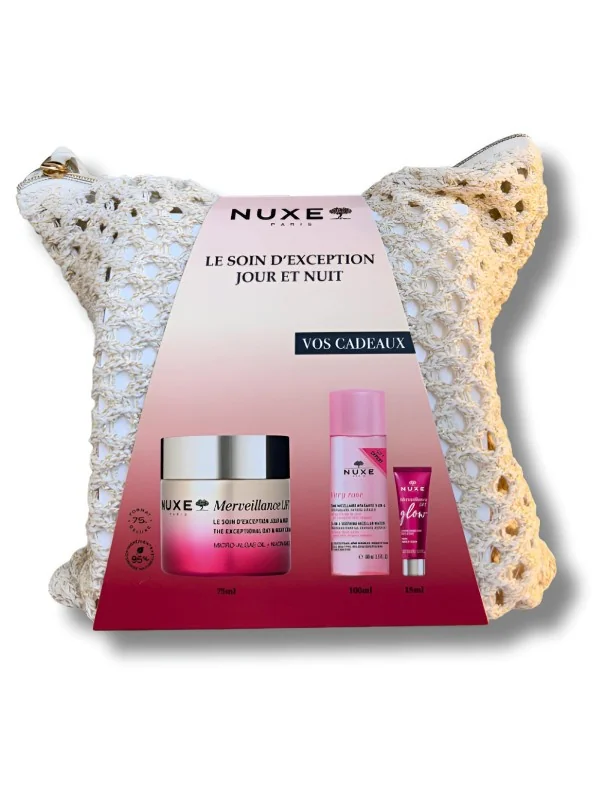 NUXE - MERVEILLANCE LIFT SOIN JOUR ET NUIT 75ML + VERY ROSE EAU MICELLAIRE 100ML, CREME BONNE MINE 15ML ET TROUSSE OFFERTS