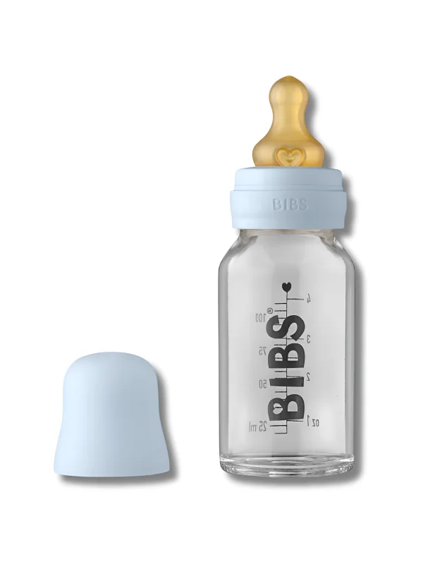 BIBS - BIBERON EN VERRE BABY BLUE SET COMPLET +0MOIS 110ML