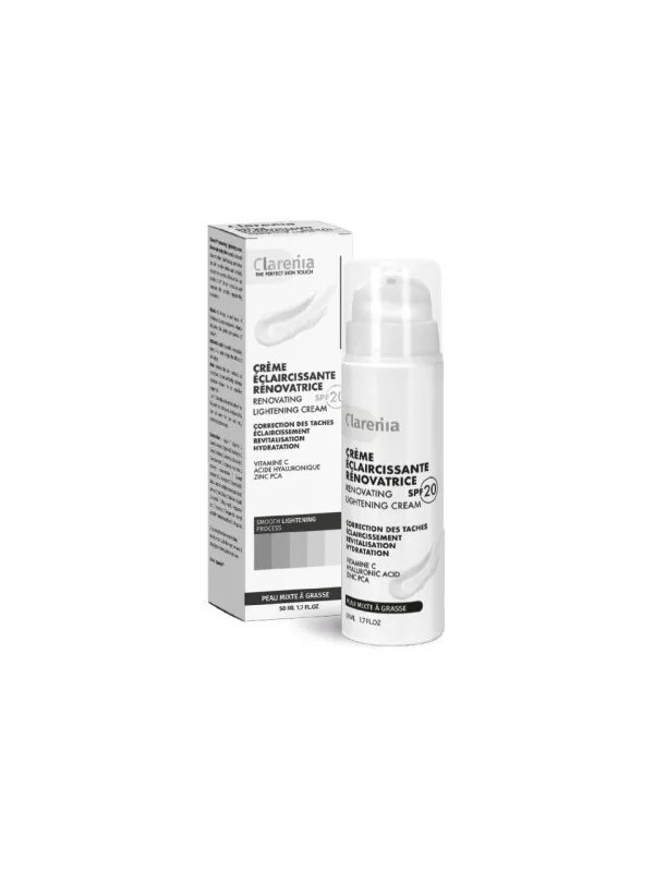 CLARENIA CREME ECLAIRCISSANTE RENOVATRICE SPF20 PEAU MIXTE A GRASSE 50ML