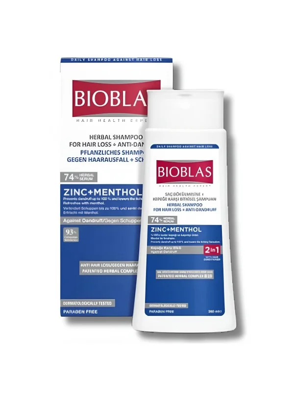 BIOBLAS - SHAMPOING ZINC+MENTHOL ANTI PELLICULAIRE 360ML