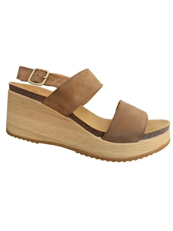 SCHOLL - SANDALES ORTHOPEDIQUES CAMEL TEXTURE DAIM FEMMES
